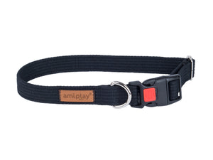 Amiplay Cotton Adjustable Collar With Lock - black