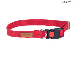 Amiplay Cotton Adjustable Collar with Lock - red