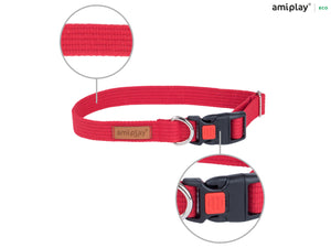 Amiplay Cotton Adjustable Collar with Lock - red