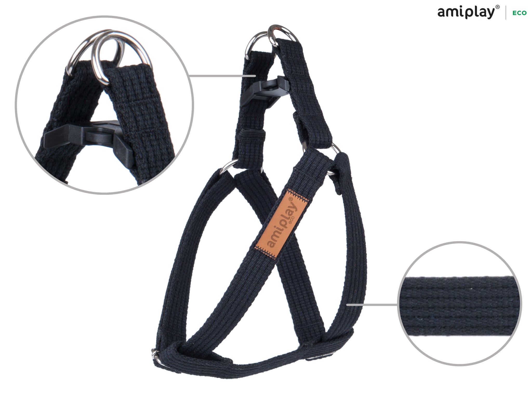 Amiplay Cotton Adjustable Step-In Harness - black