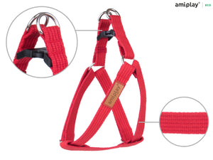 Amiplay Cotton Adjustable Step-In Harness - red