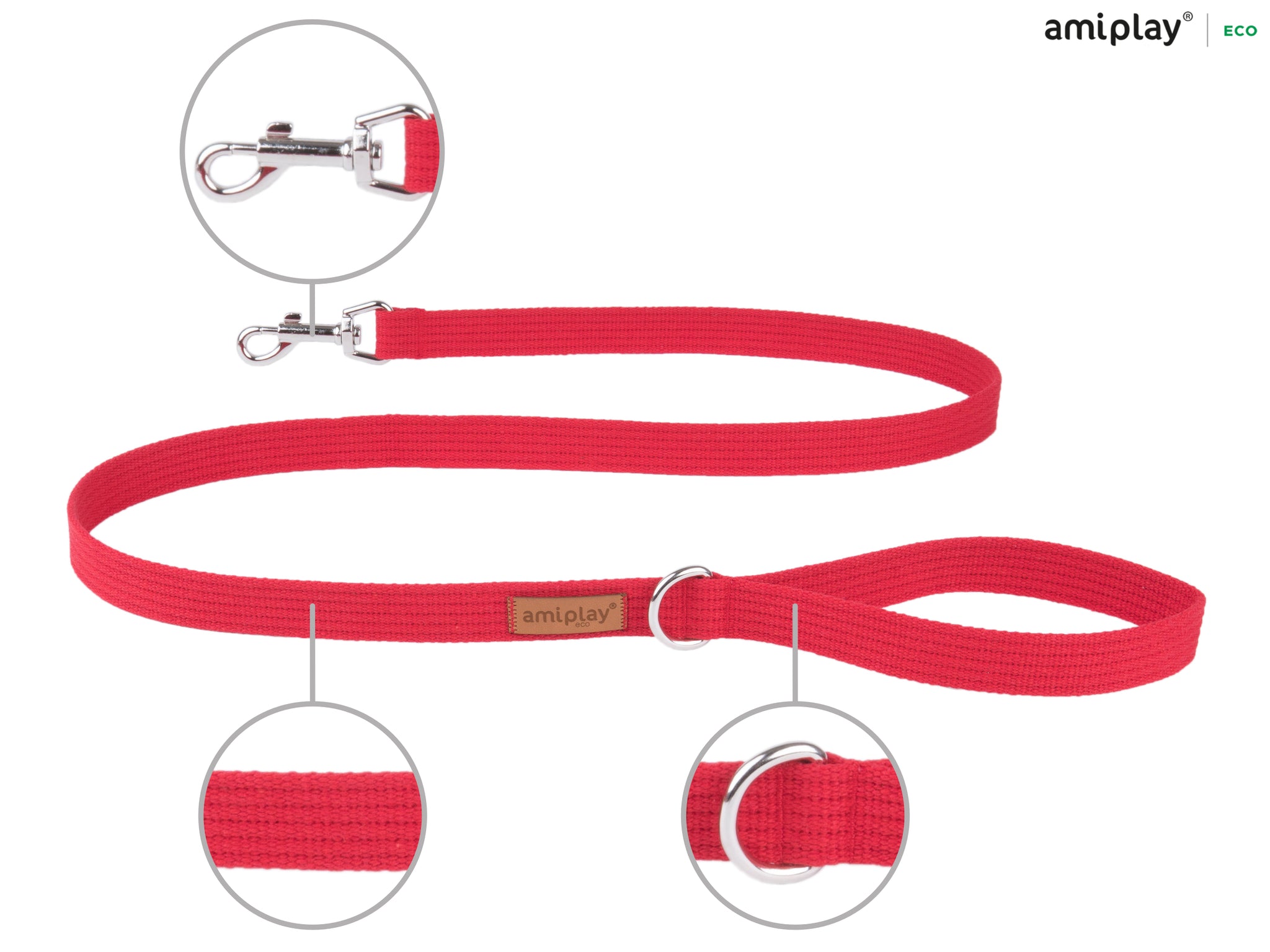 Amiplay Cotton Leash - red