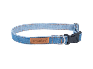 Amiplay Denim Adjustable Collar – Denim Light Blue & Denim Original