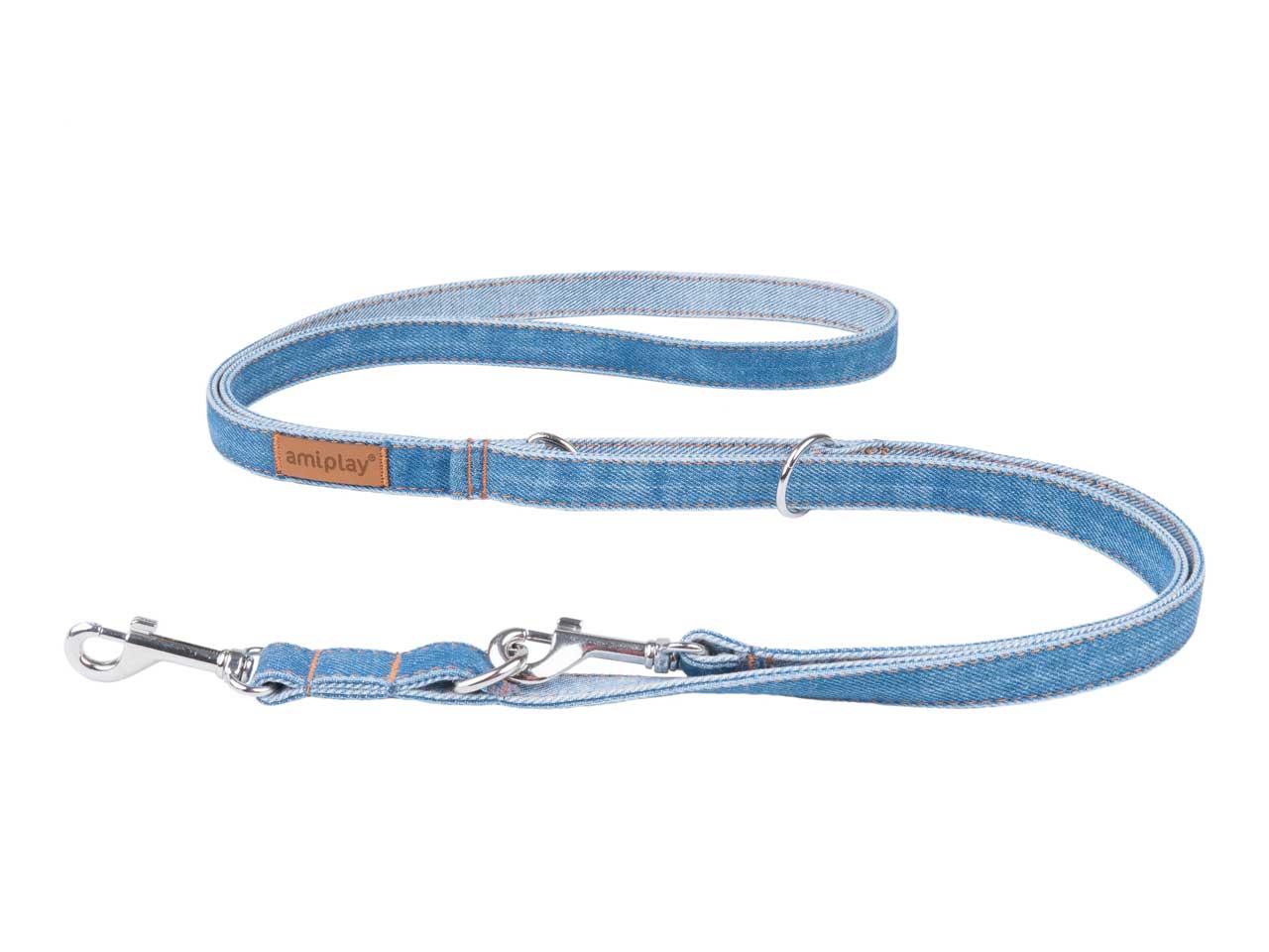 Amiplay Denim 6 in 1 Adjustable Leash - Denim Light Blue & Denim Original