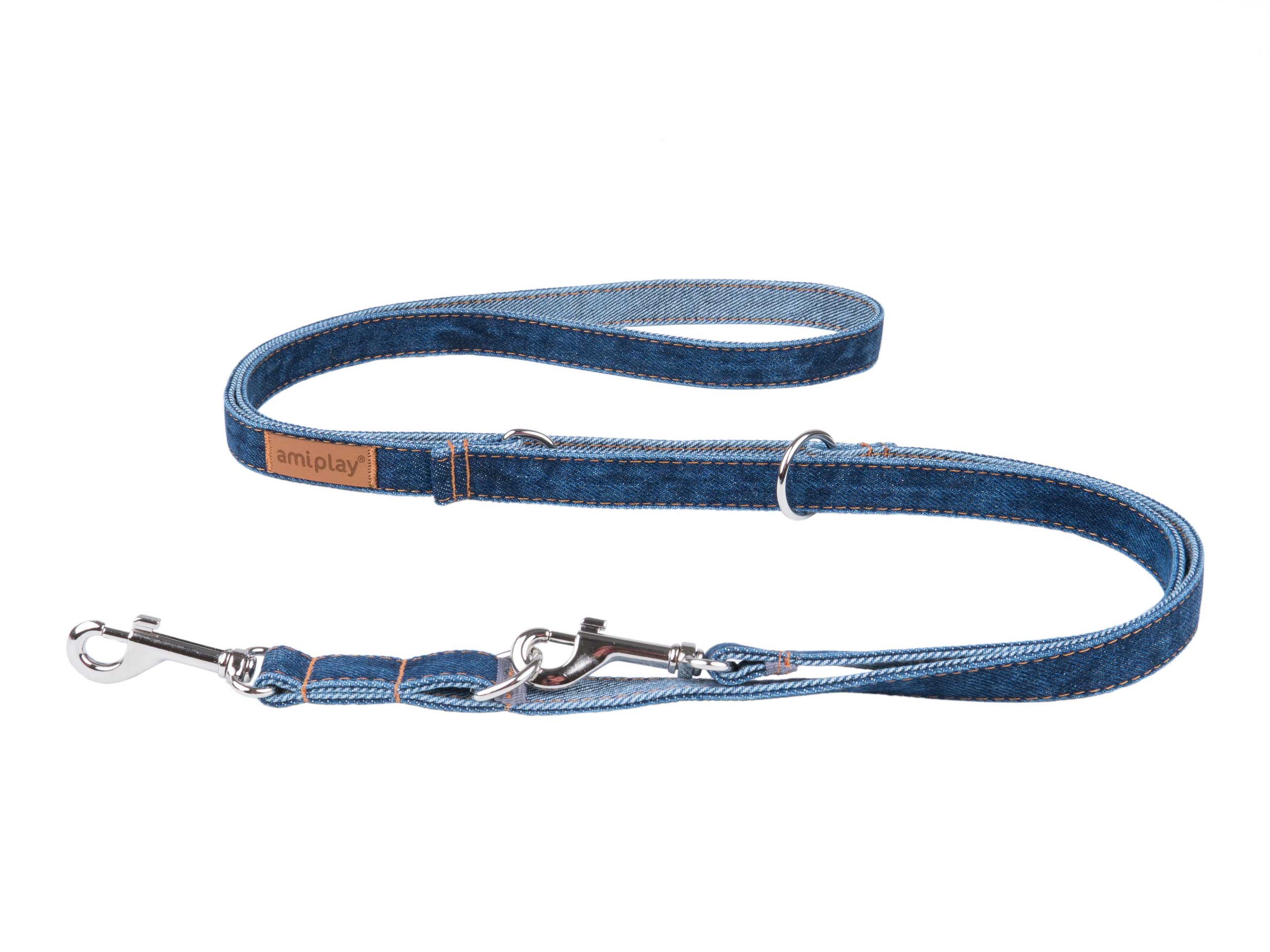 Amiplay Denim 6 in 1 Adjustable Leash - Denim Light Blue & Denim Original