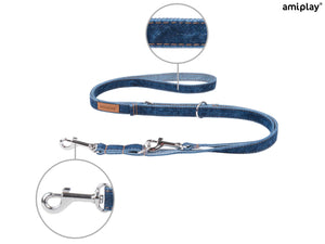 Amiplay Denim 6 in 1 Adjustable Leash - Denim Light Blue & Denim Original