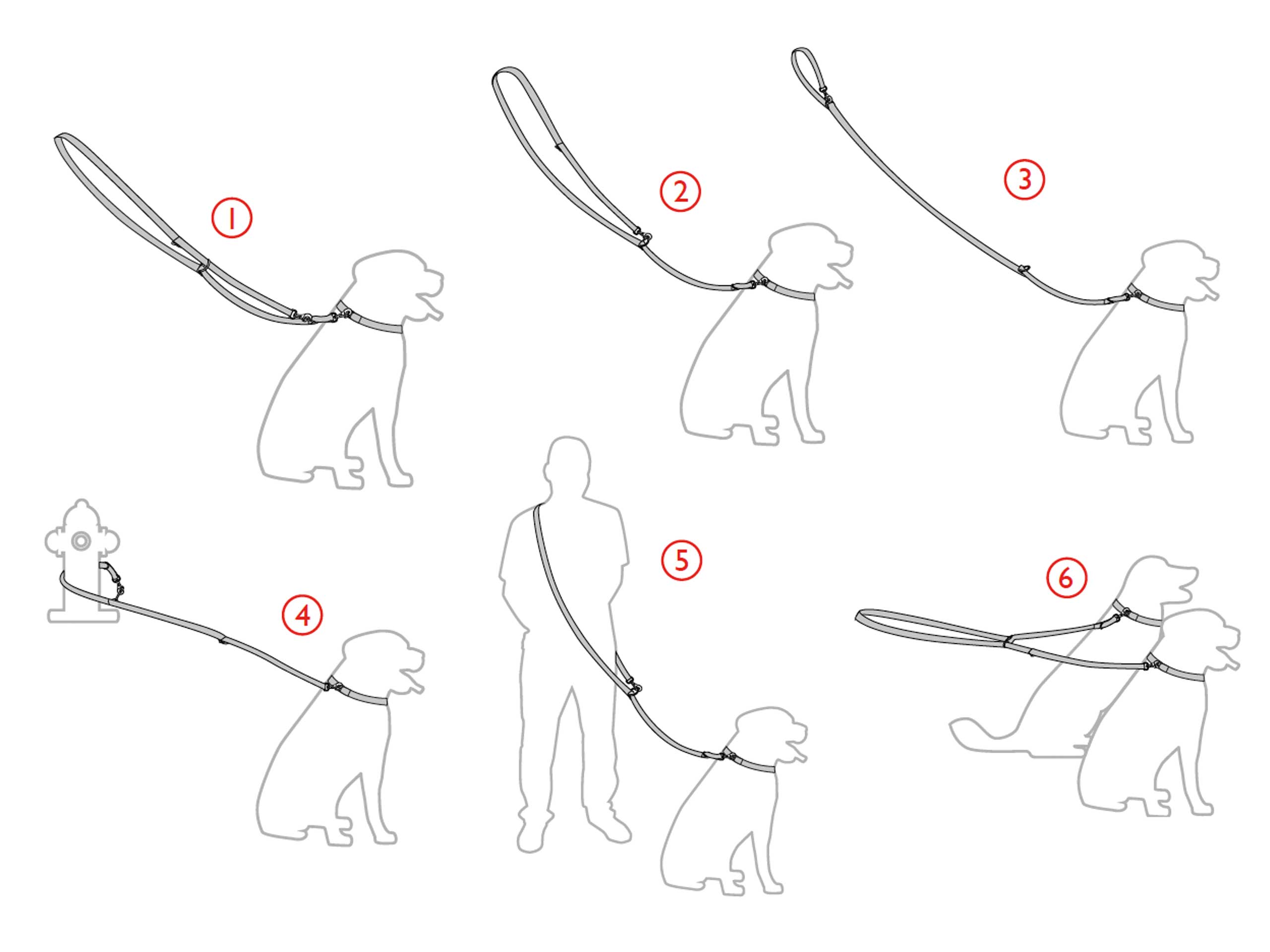 Amiplay Denim 6 in 1 Adjustable Leash - Denim Light Blue & Denim Original